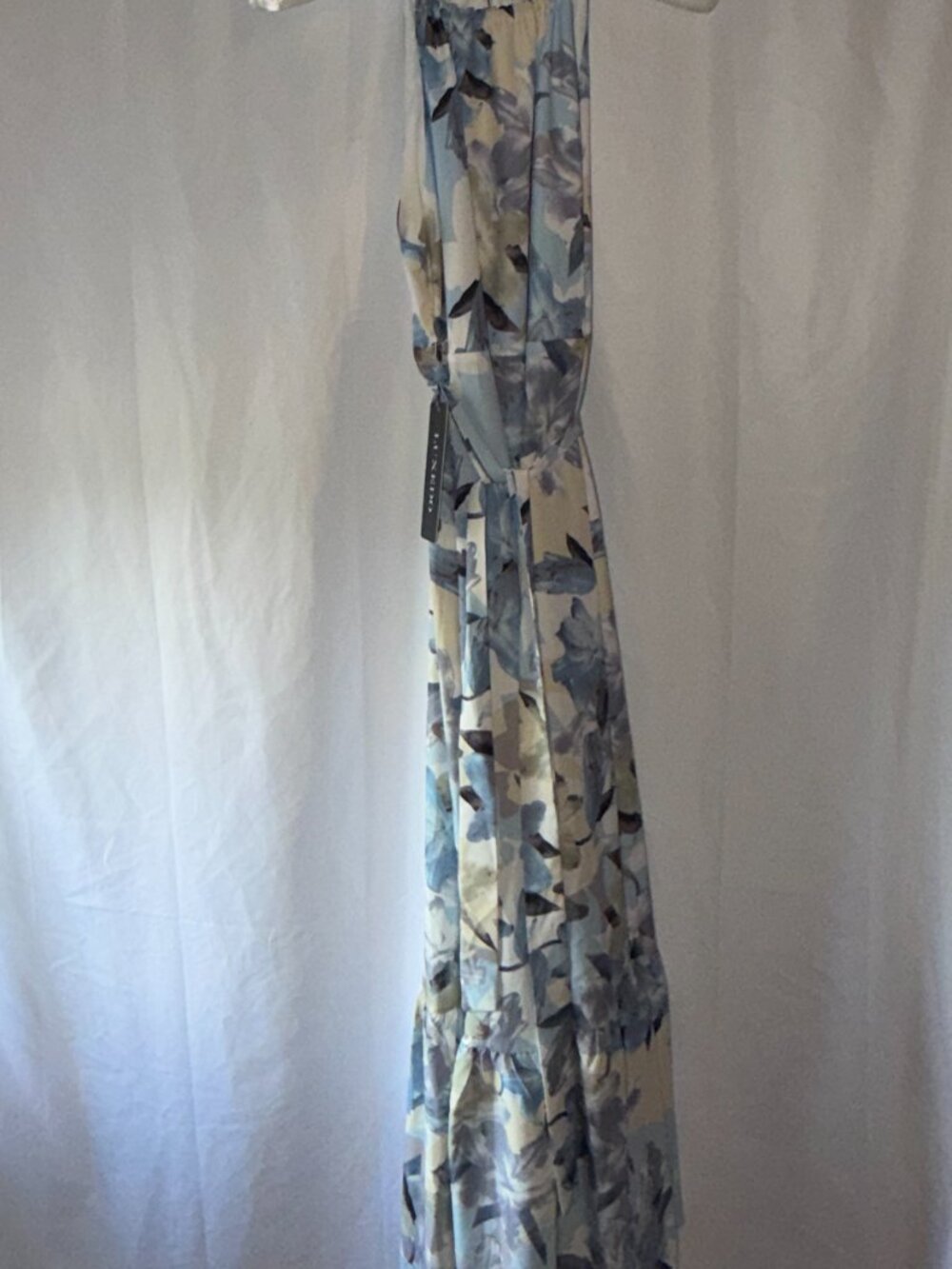 Luxedo Blue floral Printed ruffle dress
